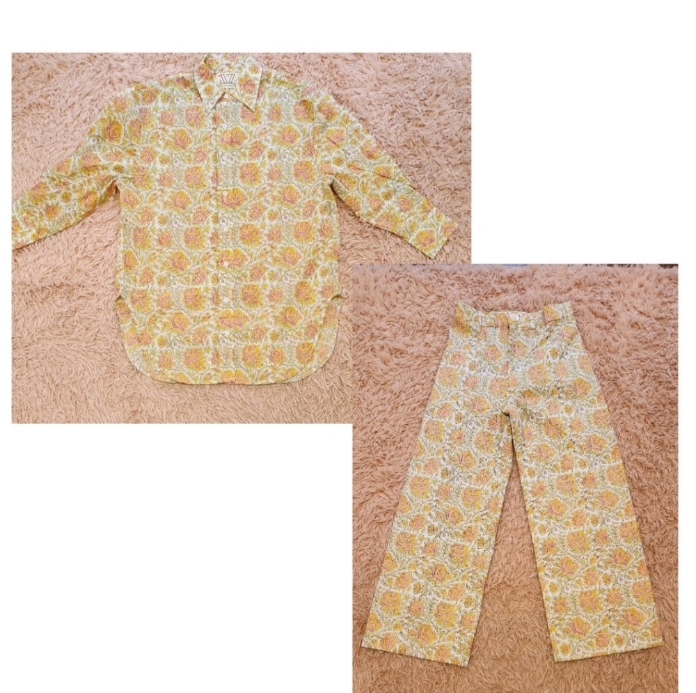 SZ BLOCKPRINTS x J CREW Floral Disco Pants & Shirt Set XS
